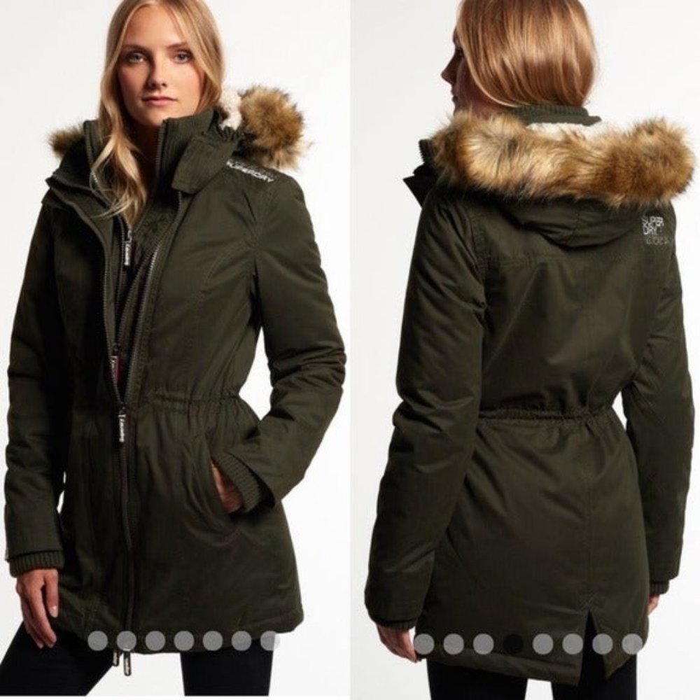 Superdry Microfibre Windparka Green Jacket Sz XS